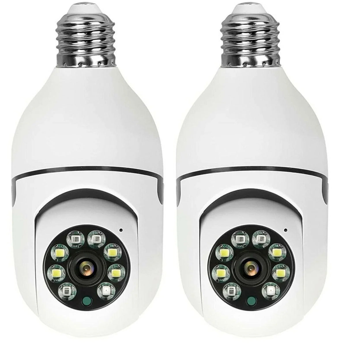 2PCS Wireless Security Camera, WIFI IP Camera, E27 Light Bulb 1080P HD Security Monitor Cam with Infrared Night Vision, White (Supports 2.4G &5G Wi-Fi)