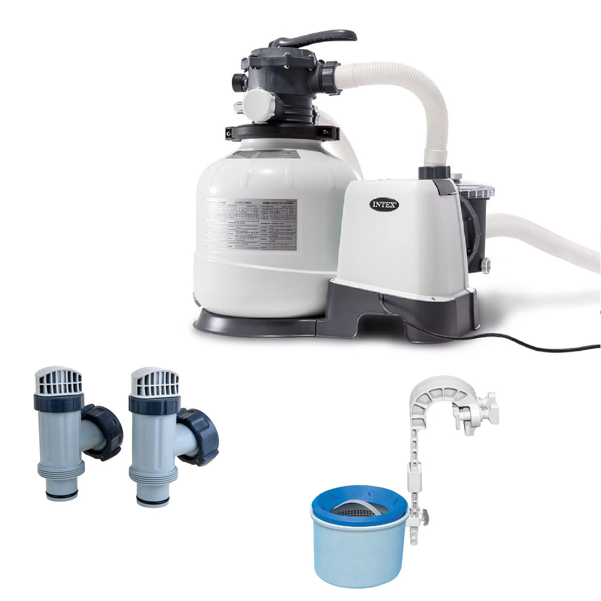Intex 2800 GPH Sand Filter Pump w/ Automatic Timer Replacement Valves & Skimmer
