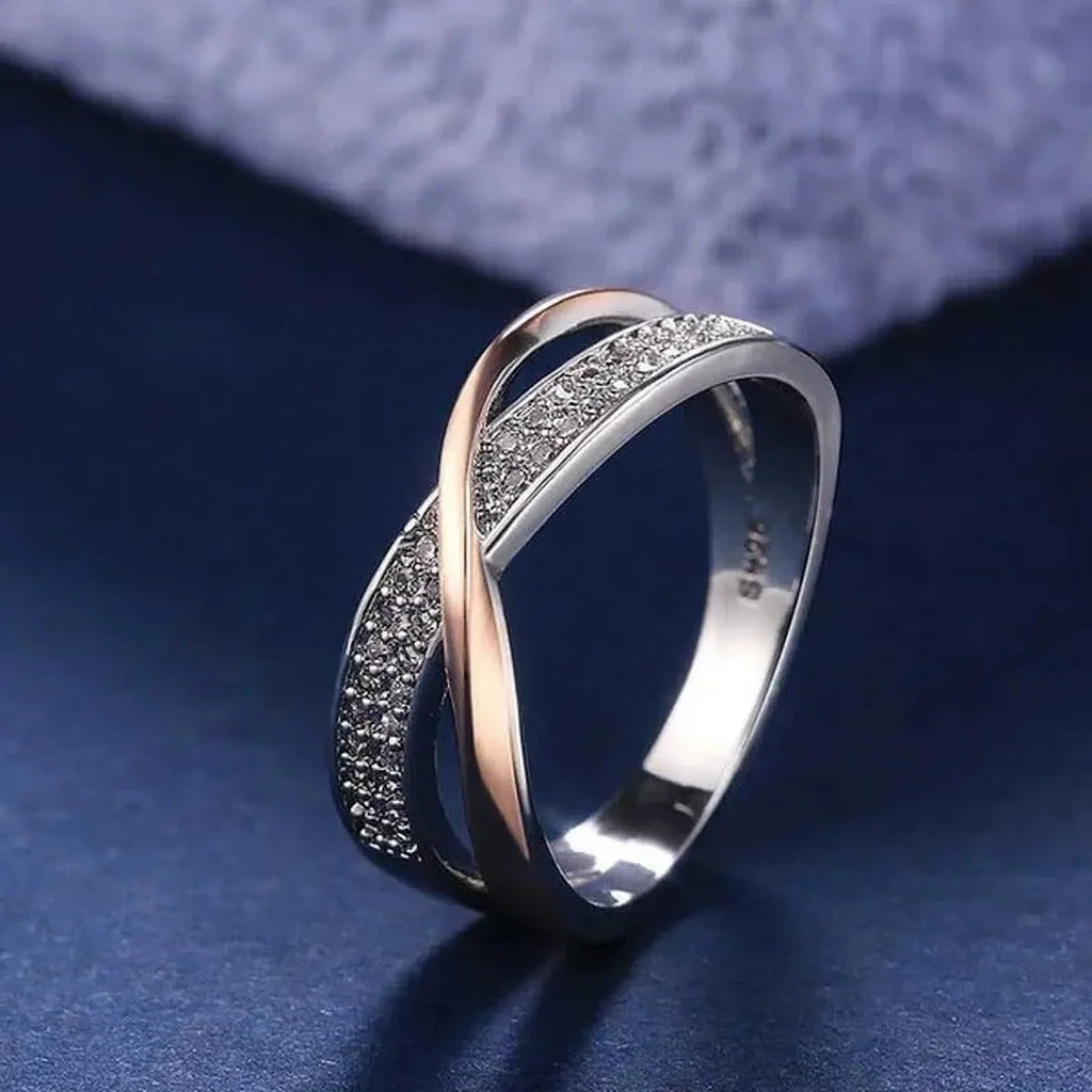 Delysia Kingladies Fashion White Sapphire Ring Cross Rose Gold Ring Ladies Valen