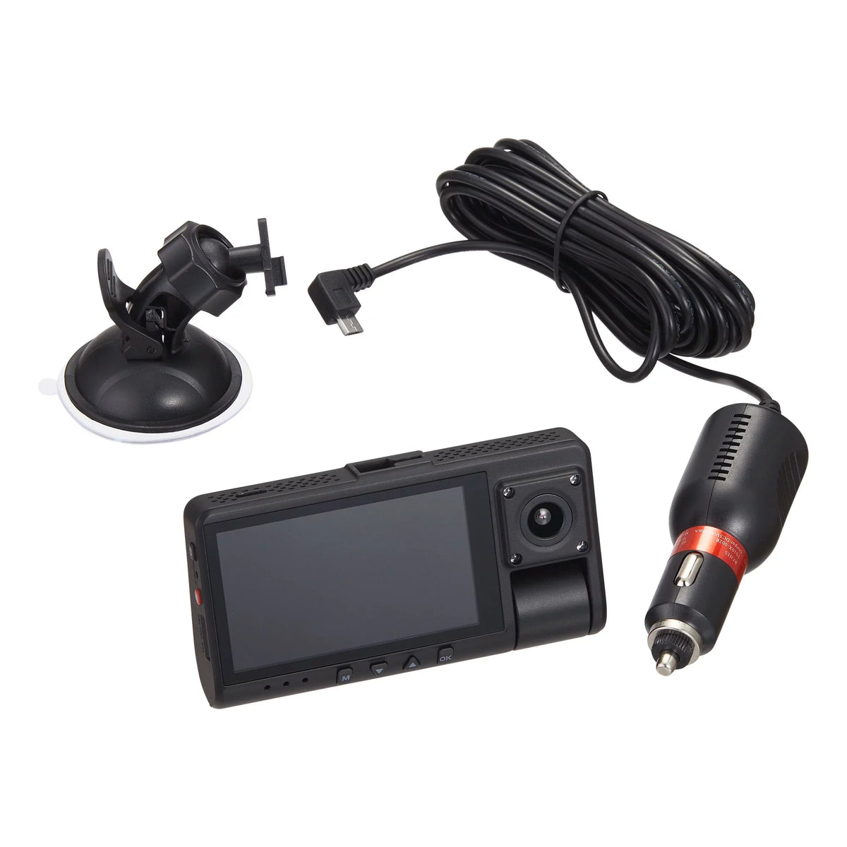 onn. Dual Dash Cam with Ultra-Wide Angle Lens, 3" LCD Screen, Front 1080P Camera with 16GB SD Card, Suppots up to 128GB Max, Built in G-Sensor