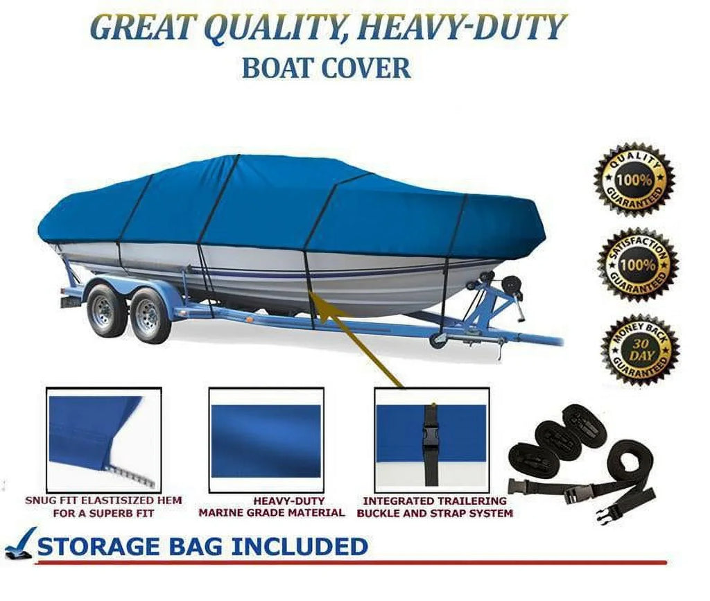 BLUE, GREAT QUALITY BOAT COVER Compatible for COBIA 14 TBR O/B ALL YEARS