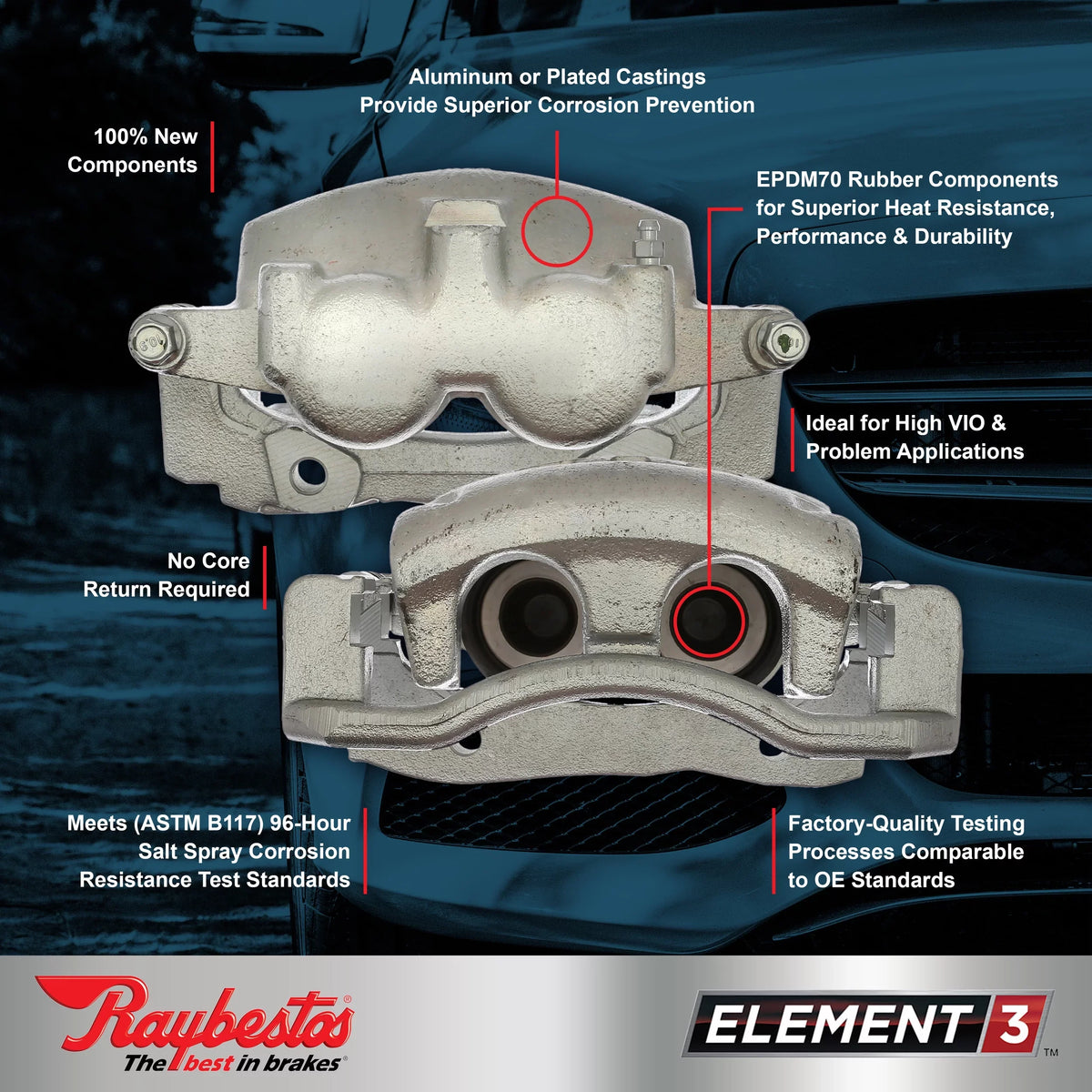 Raybestos Element3 New PLatitudeed Calipers Fits select: 2014-2016 CHEVROLET MALIBU, 2016 CHEVROLET MALIBU LIMITED