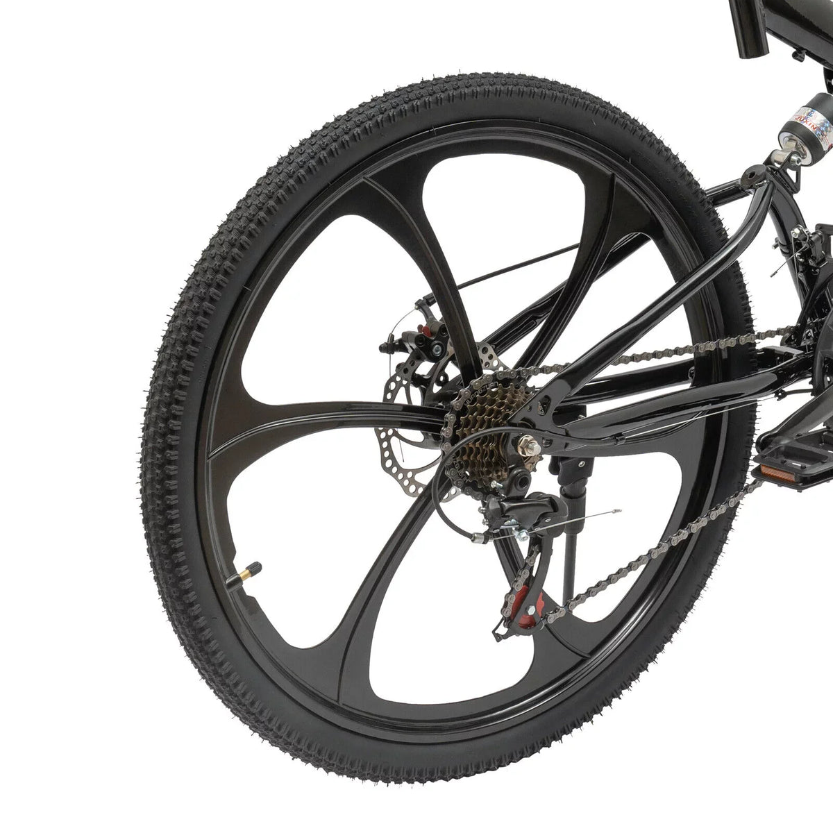 Miumaeov 26" Black Adult Folding Bike 21-Speed Shifter Folding City Bike Light Weight Carbon Steel Camping Bicycle Max Loading 150kg/330lbs