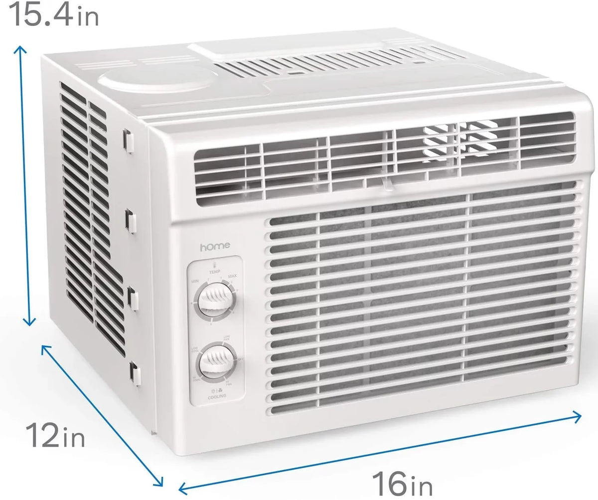 hOmeLabs Window Air Conditioner 5000 BTU - Easy Mechanical Control Compact AC Unit with Washable Reusable Filter, 2 Cooling Speeds, 2 Fan Speeds - Ideal for Bedroom and Rooms up to 150 Sq. Ft.