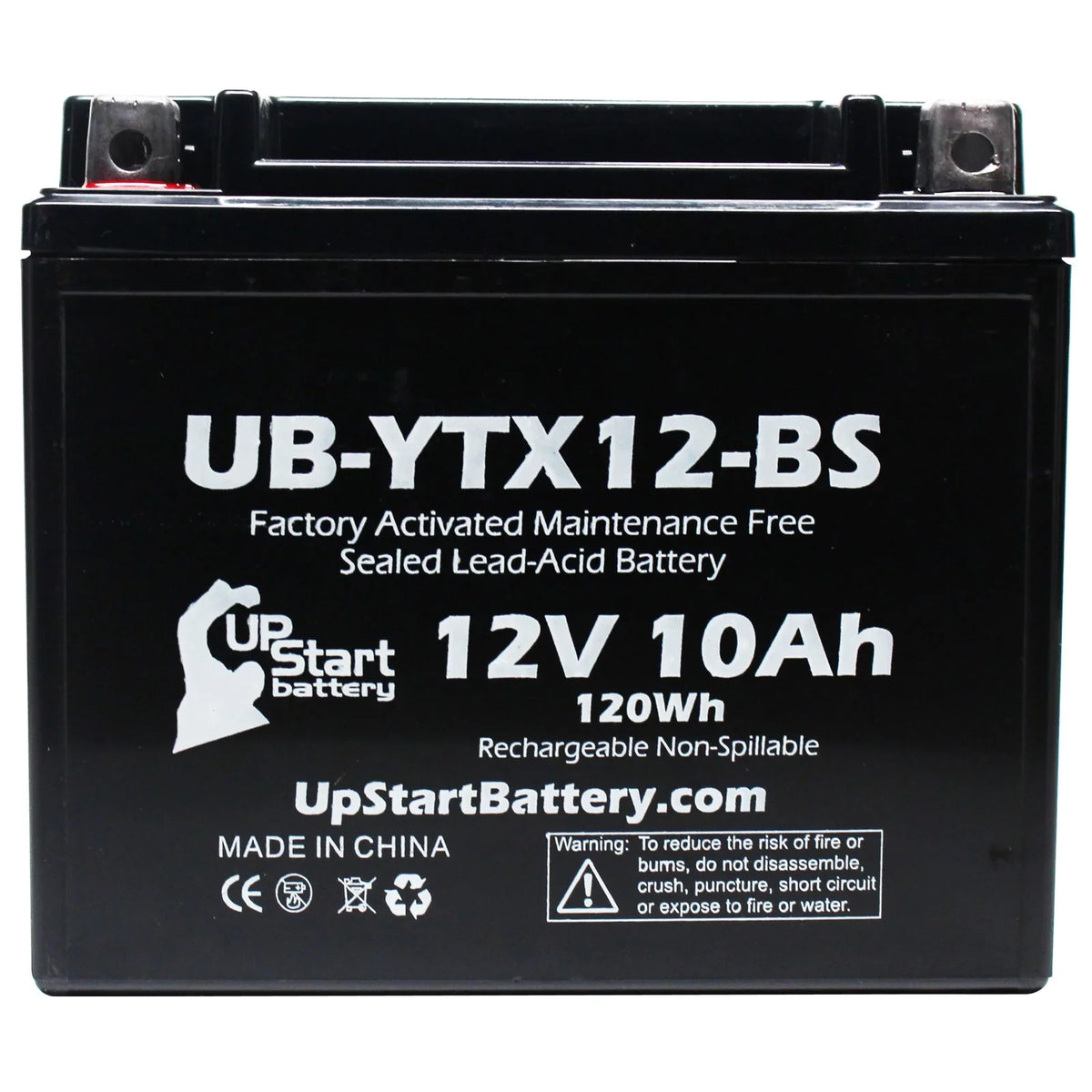 UpStart Battery Replacement 2001 Suzuki GSX-R1000 1000 CC Factory Activated, Maintenance Free, Motorcycle Battery - 12V, 10Ah, UB-YTX12-BS