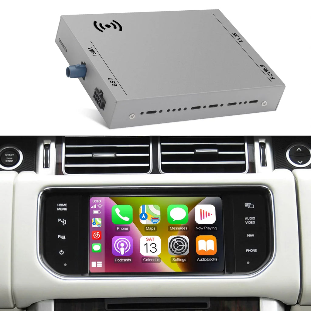 Wireless CarPlay Receiver SmartBox for Land Rover Range Rover/Evoque/Discovery 4 Jaguar XE XF Bosch Carplay Interface Retrofit kit Decoder, Support Android Auto, Mirror Link, Reverse Camera, USB Drive