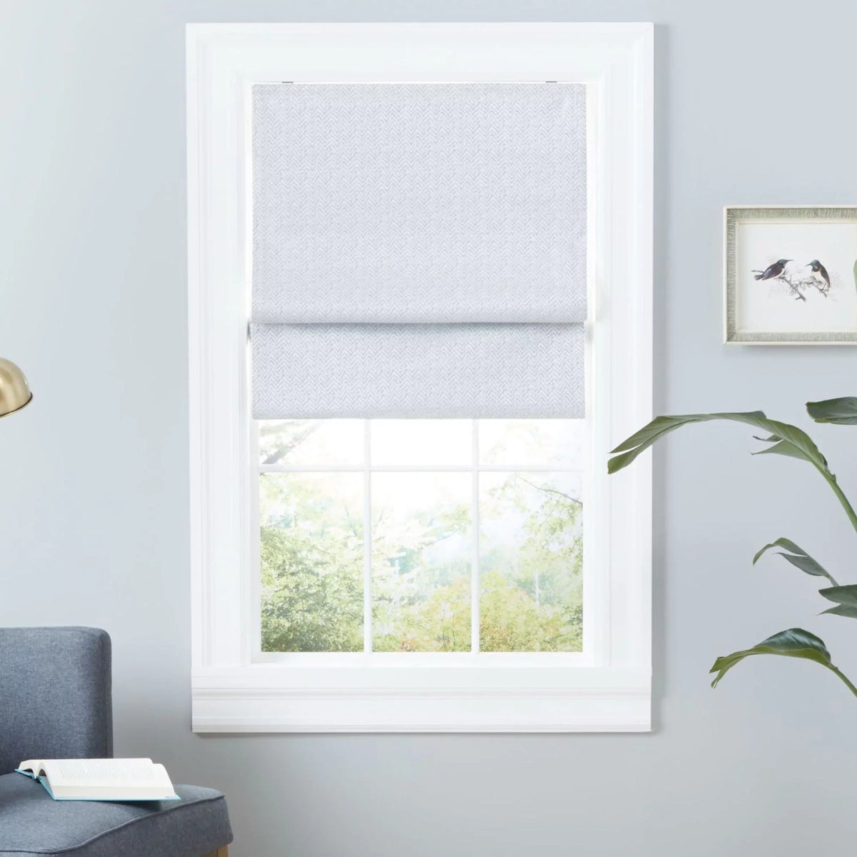 Exclusive Home Esme Total Blackout Roman Shade, 31"x64", Silver