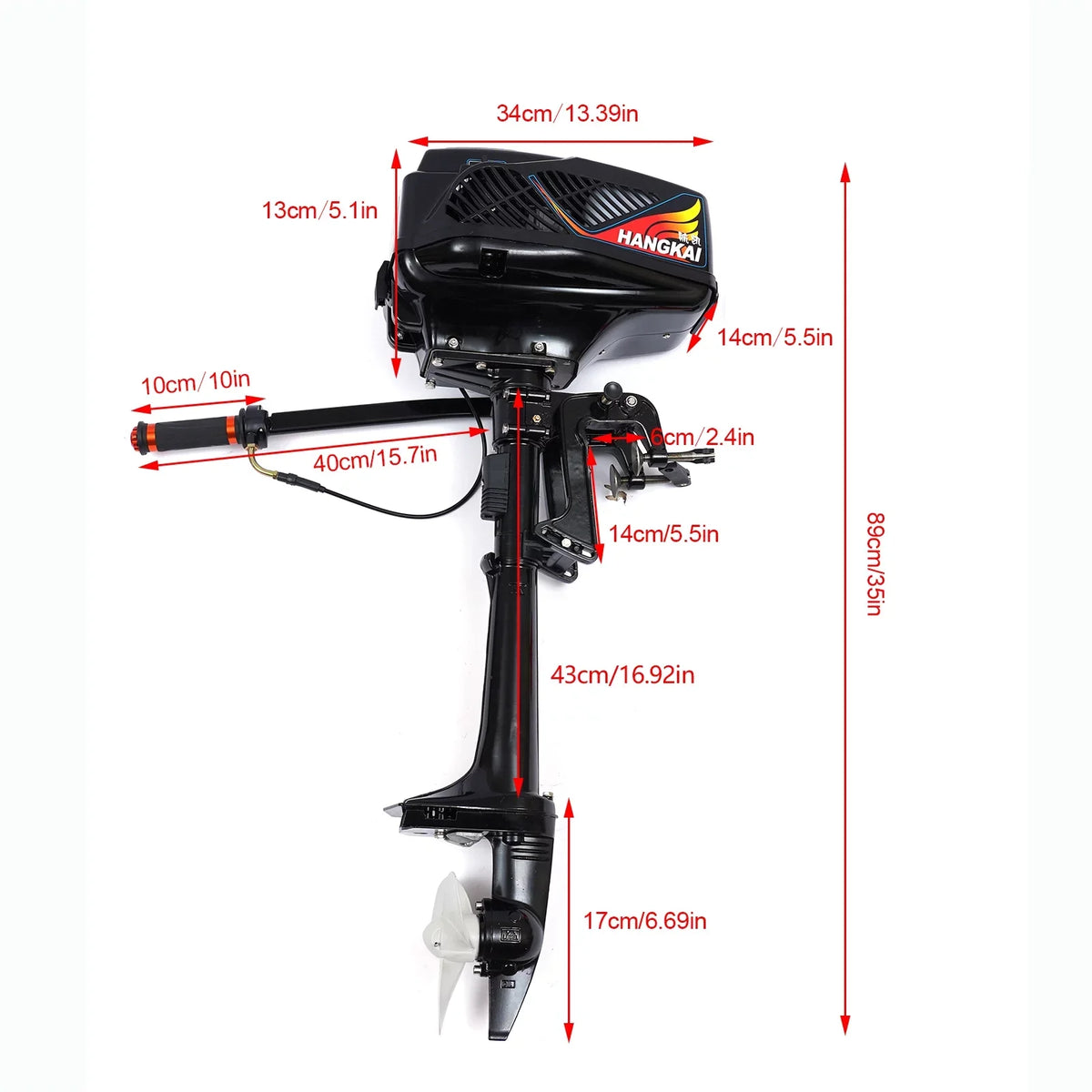 Miumaeov Outboard Trolling Motor 3.6 2 Stroke InfLatitudeable Shaft Fishing Boat Engine Propeller CDI Control Air Cooling System Heavy Duty Tiller Shaft