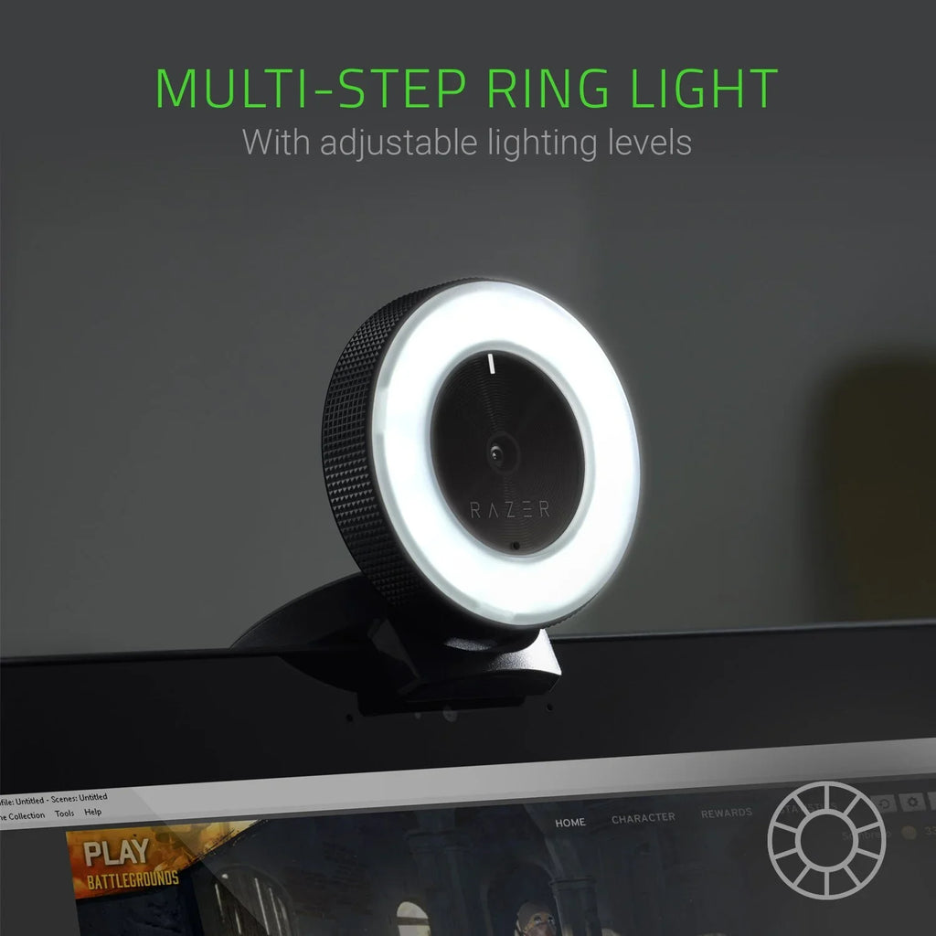 Razer Kiyo Streaming Webcam: 1080p 30 FPS / 720p 60 FPS - Ring Light w/ Adjustable Brightness - Built-in Microphone - Advanced Autofocus